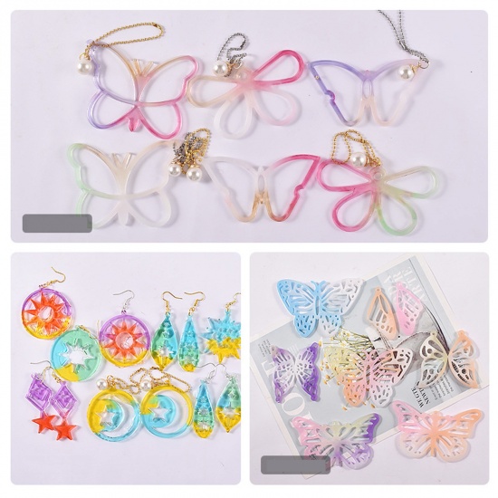 Picture of Silicone Resin Mold For Keychain Necklace Earring Pendant Jewelry DIY Making Butterfly Animal White 