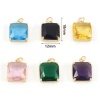 Picture of Brass & Glass Charms Gold Plated Multicolor Square 18mm x 12mm
