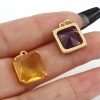 Picture of Brass & Glass Charms Gold Plated Multicolor Square 18mm x 12mm