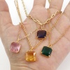 Picture of Brass & Glass Charms Gold Plated Multicolor Square 18mm x 12mm