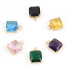 Picture of Brass & Glass Charms Gold Plated Multicolor Square 18mm x 12mm