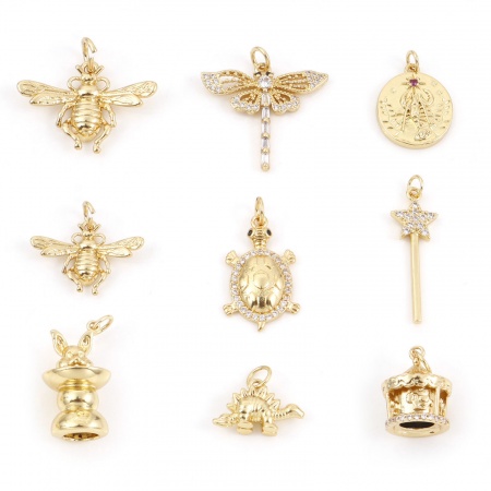 Brass Charms Gold Plated Bee Animal Tortoise