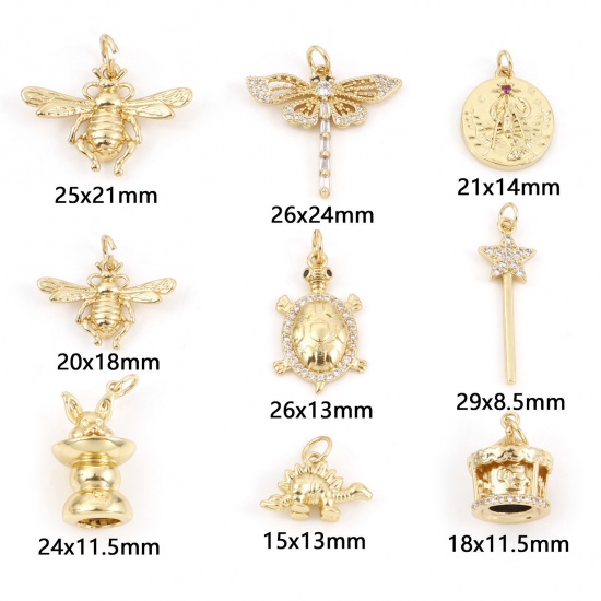 Immagine di Ottone Charms Oro Placcato Ape Tartaruga 1 Pz