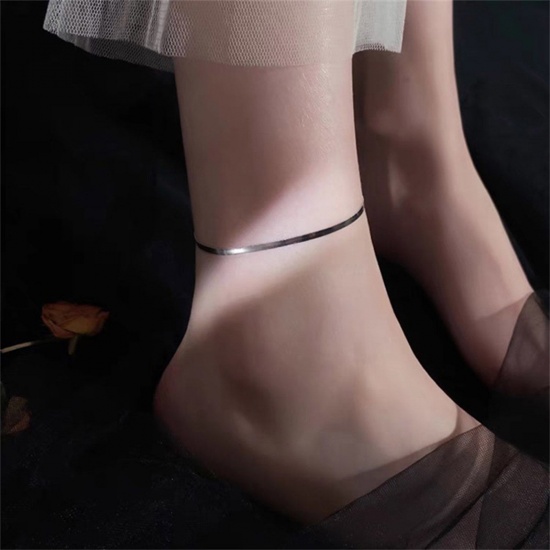 Picture of 304 Stainless Steel Simple Snake Chain Anklet Multicolor 20cm(7 7/8") long 