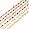 Picture of 304 Stainless Steel Handmade Link Chain Rectangle Gold Plated Multicolor Enamel 4.5mm