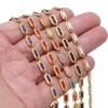 Picture of 304 Stainless Steel Handmade Link Chain Rectangle Gold Plated Multicolor Enamel 4.5mm