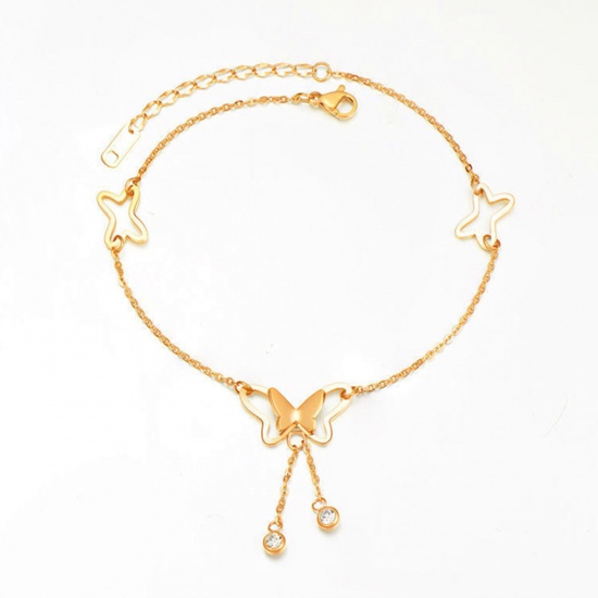 Picture of 304 Stainless Steel Stylish Link Chain Anklet Gold Plated 21cm(8 2/8") long 