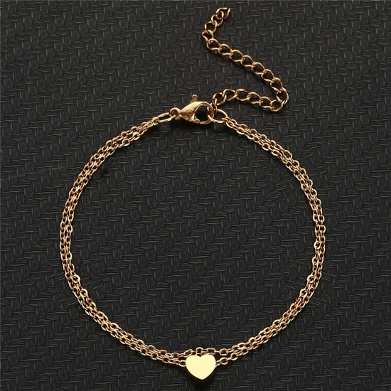 Picture of 304 Stainless Steel Stylish Link Cable Chain Multilayer Layered Anklet Multicolor 25cm(9 7/8") long 