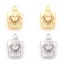 Immagine di Ottone San Valentino Charms Quadrilatero Vero Oro Placcato Micro Spianare Trasparente Cubic Zirconiae 15mm x 10mm, 2 Pz