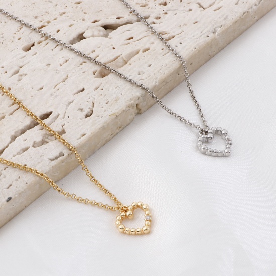Imagen de Latón día de San Valentín Colgantes Charms Corazón Oro Real Chapado Micro Pave Claro Circón Artificial 12mm x 11mm, 2 Unidades