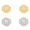 Picture of Brass Connectors Real Gold Plated Flower Micro Pave Clear Cubic Zirconia 17mm x 14mm