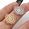 Picture of Brass Connectors Real Gold Plated Flower Micro Pave Clear Cubic Zirconia 17mm x 14mm
