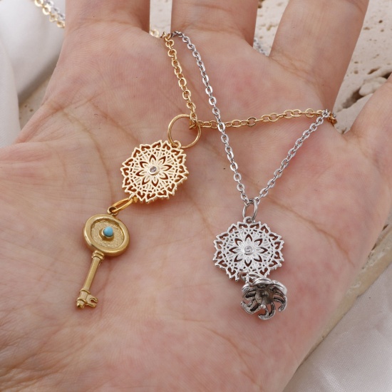 Picture of Brass Connectors Real Gold Plated Flower Micro Pave Clear Cubic Zirconia 17mm x 14mm
