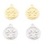 Picture of Brass Charms Round Real Gold Plated Flower 17mm x 14mm