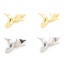 Immagine di Ottone Origami Charms Colibrì Vero Oro Placcato Micro Spianare Trasparente Cubic Zirconiae 22mm x 17mm, 2 Pz