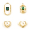 Picture of Brass Charms Real Gold Plated Micro Pave Clear Cubic Zirconia