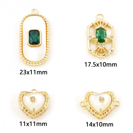 Imagen de Latón Colgantes Charms Oro Real Chapado Micro Pave Claro Circón Artificial 1 Unidad