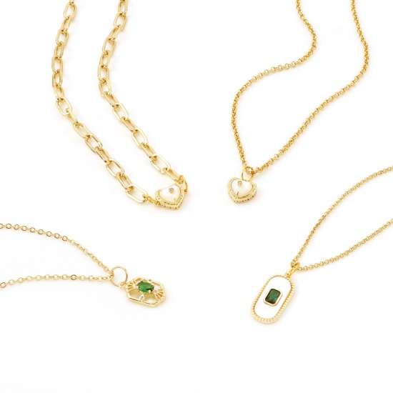 Imagen de Latón Colgantes Charms Oro Real Chapado Micro Pave Claro Circón Artificial 1 Unidad