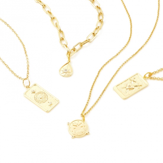 Image de Breloques en Laiton Cœur Plaqué Or Véritable Micro Pave à Zircone Cubique Clair 2 Pcs