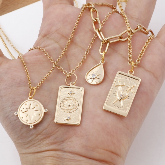 Image de Breloques en Laiton Cœur Plaqué Or Véritable Micro Pave à Zircone Cubique Clair 2 Pcs