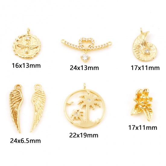 Picture of Brass Charms Wing Real Gold Plated Conch Sea Snail