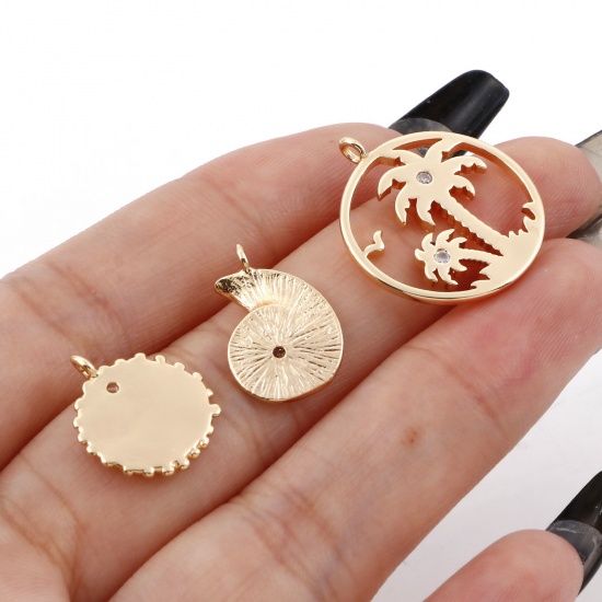 Picture of Brass Charms Wing Real Gold Plated Conch Sea Snail