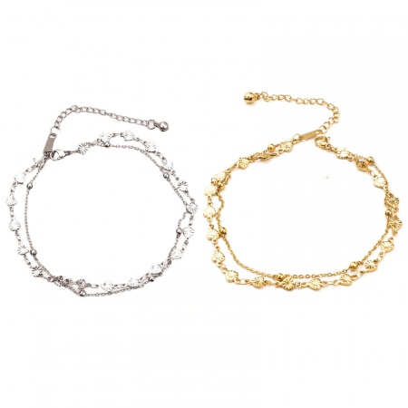 304 Acciaio Inossidabile Elegante Catena Cavigliera Multistrato A Strati Multicolore Cuore 24cm lunghezza, 1 Pz