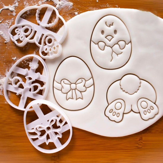 Immagine di Plastica Pasqua Strumenti per Fustelle per Biscotti Fai-da-te Bianco Uova Pulcino 1 Pz