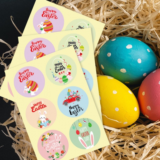 Immagine di Carta Pasqua DIY Decorazione Di Scrapbook Adesivi Multicolore Coniglio 3.5mm Dia, 10 Fogli