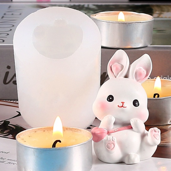 Picture of Silicone Easter Day Resin Mold For Candle Soap DIY Making Rabbit White