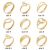 304ステンレス鋼 オープンタイプ 調整可能 リング 指輪 金メッキ 1 個 の画像