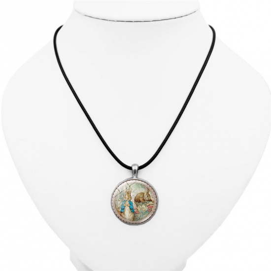 Picture of Glass Easter Day Pendant Necklace Multicolor Round Rabbit