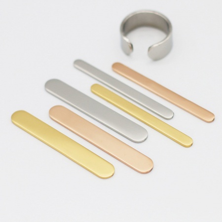 304 Stainless Steel Blank Stamping Tags Metal Strips For DIY Open Rings Making Jewelry Findings Rectangle Multicolor Polished Two Sides