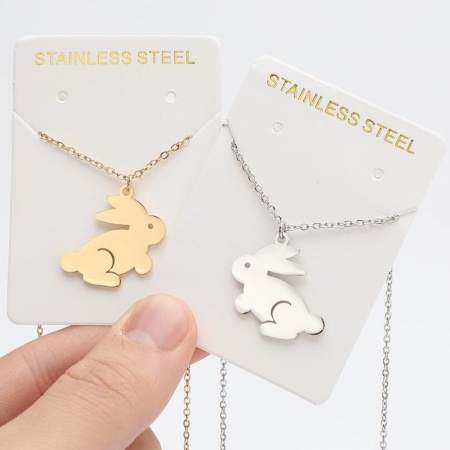 304 Stainless Steel Easter Day Necklace Multicolor Rabbit Animal 45cm(17 6/8") long