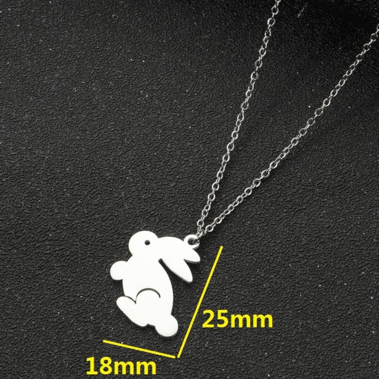 Picture of 304 Stainless Steel Easter Day Necklace Multicolor Rabbit Animal 45cm(17 6/8") long