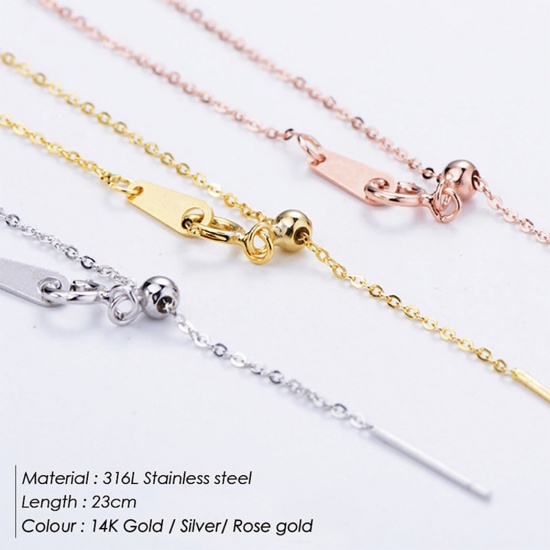 Picture of 316 Stainless Steel Link Cable Chain Anklet Multicolor Adjustable 23cm(9") long