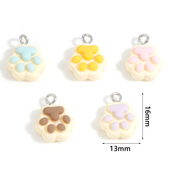 Picture of Resin Pet Memorial Charms Paw Claw Multicolor 16mm x 13mm