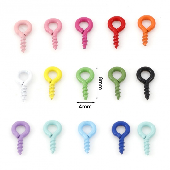 Picture of Iron Based Alloy Screw Eyes Bails Top Drilled Findings Multicolor Painted 8mm x 4mm