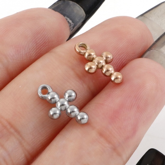 Picture of 304 Stainless Steel Religious Charms Multicolor Cross 12.5mm x 8mm