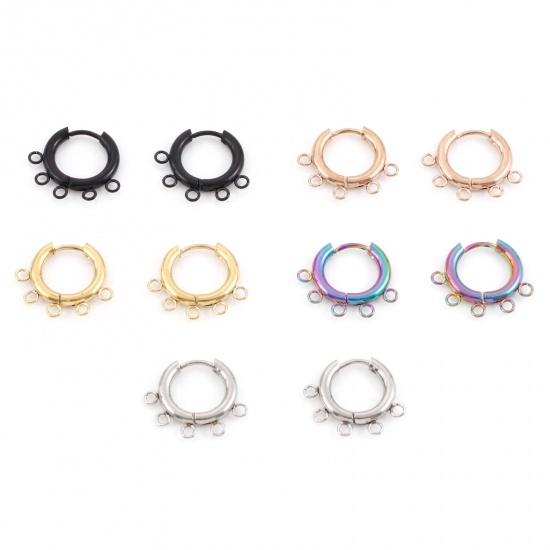 Picture of 304 Stainless Steel Hoop Earrings Round Multicolor With Loop 20mm x 18mm