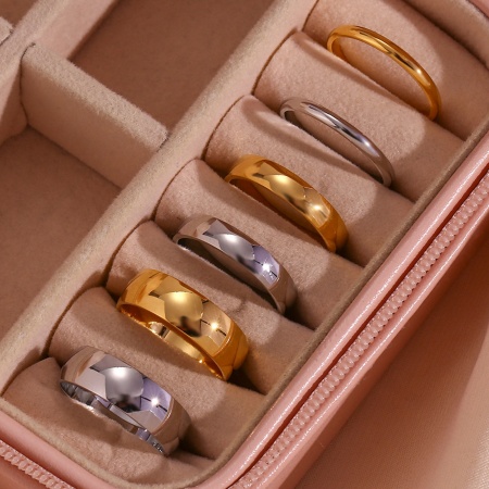 304 Stainless Steel Simple Unadjustable Band Rings Multicolor