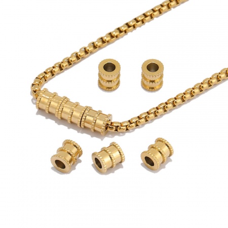 304 Edelstahl Perlen Zylinder Bunt 6.5mm x 6mm, Loch: ca. 3mm, 10 Stück
