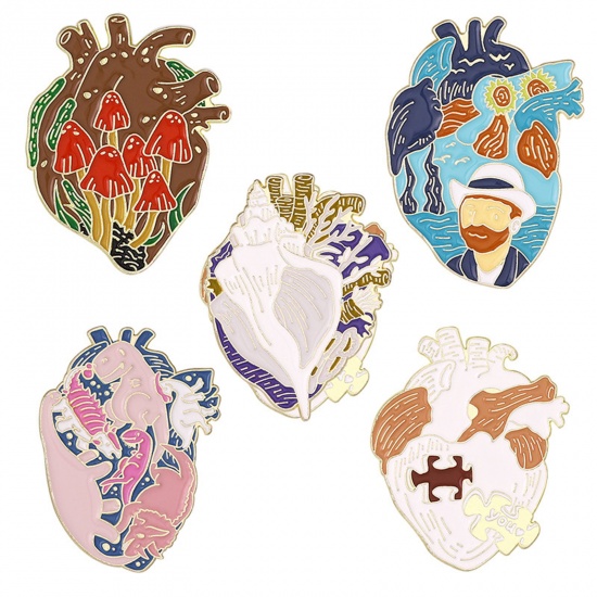 Picture of Medical Pin Brooches Anatomical Human Heart Multicolor Enamel