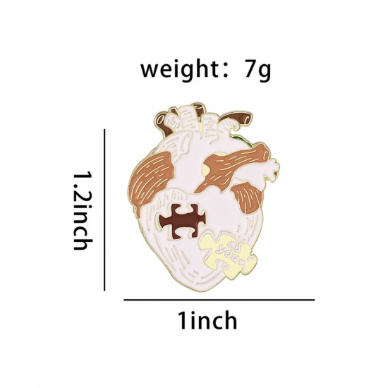 Picture of Medical Pin Brooches Anatomical Human Heart Multicolor Enamel