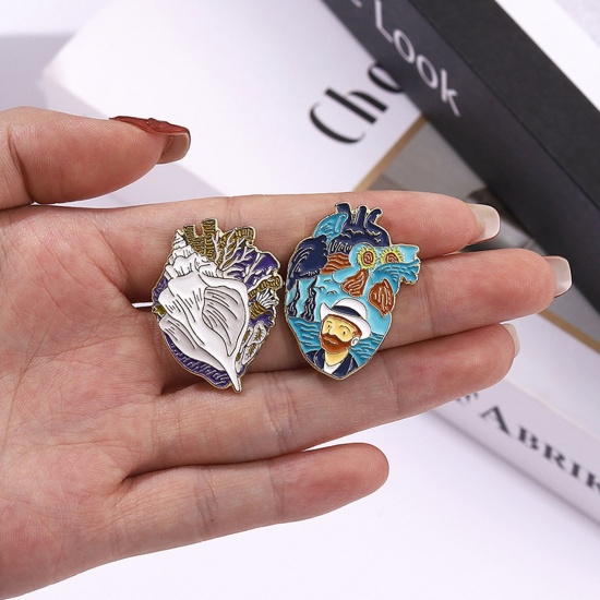 Picture of Medical Pin Brooches Anatomical Human Heart Multicolor Enamel