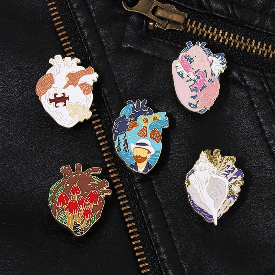 Picture of Medical Pin Brooches Anatomical Human Heart Multicolor Enamel