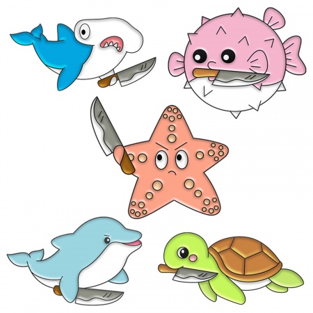 Cute Pin Brooches Knife Marine Animal Multicolor Enamel