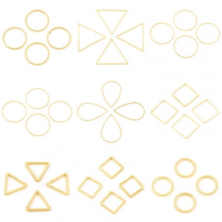 Brass Geometric Bezel Frame Charms Connectors KC Gold Plated