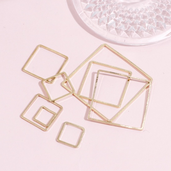 Image de 20 Pcs Connecteurs Pendentifs de Cadre de Lunette Géométrique en Laiton Plaqué Or KC