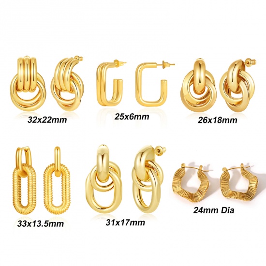 Immagine di 1 Paio Ecologico Elegante Squisito Vero Oro Placcato 304 Acciaio Inossidabile Orecchino Per Donne Regalo
